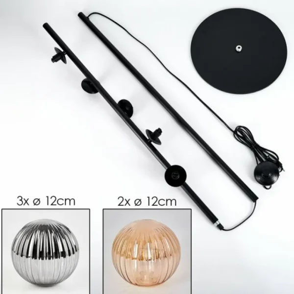 hofstein Lampadaire - Verre 12 cm Remaisnil Noir, 5 lumières* Lampes Modernes