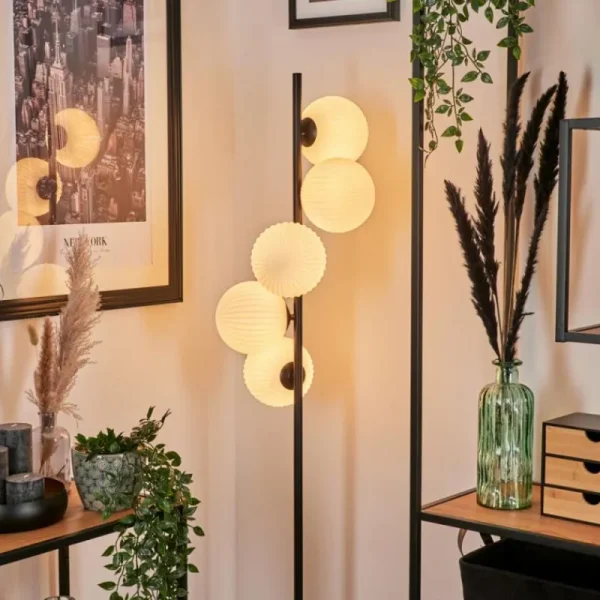 hofstein Lampadaire - Verre 15 cm Remaisnil Blanc, 5 lumières* Lampes Modernes