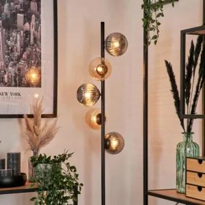 hofstein Lampadaire - Verre 12 cm Remaisnil Noir, 5 lumières* Lampes Modernes