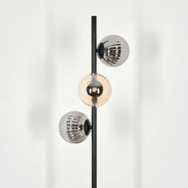 hofstein Lampadaire - Verre 12 cm Remaisnil Noir, 3 lumières* Lampes Modernes