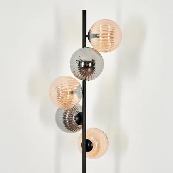 hofstein Lampadaire - Verre 15 cm Remaisnil Ambre, Fumé, 5 lumières* Lampes Modernes