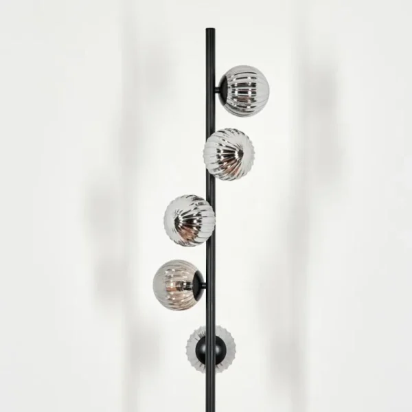 hofstein Lampadaire - Verre 10 cm Remaisnil Fumé, 5 lumières* Lampes Modernes