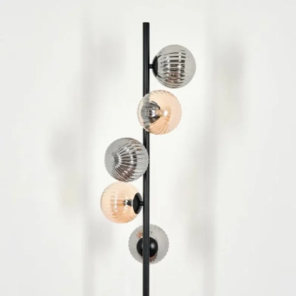 hofstein Lampadaire - Verre 12 cm Remaisnil Noir, 5 lumières* Lampes Modernes