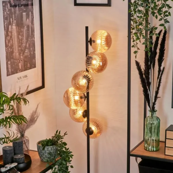 hofstein Lampadaire - Verre 15 cm Remaisnil Ambre, 6 lumières* Lampes Modernes