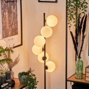 hofstein Lampadaire - Verre 15 cm Remaisnil Blanc, 6 lumières* Lampes En Verre