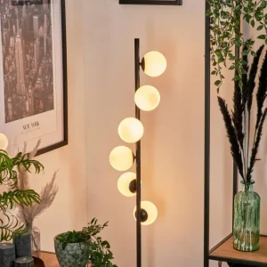 hofstein Lampadaire - Verre 10 cm Remaisnil Blanc, 6 lumières* Lampes En Verre