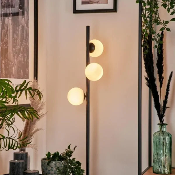 hofstein Lampadaire - Verre 10 cm Remaisnil Blanc, 3 lumières* Lampes En Verre