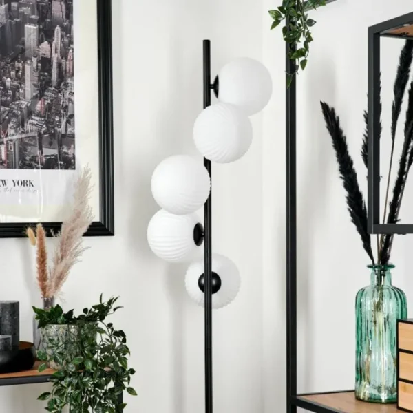 hofstein Lampadaire - Verre 15 cm Remaisnil Blanc, 5 lumières* Lampes Modernes