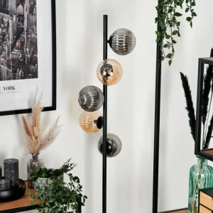 hofstein Lampadaire - Verre 12 cm Remaisnil Noir, 5 lumières* Lampes Modernes