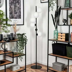 hofstein Lampadaire - Verre 15 cm Remaisnil Blanc, 6 lumières* Lampes En Verre