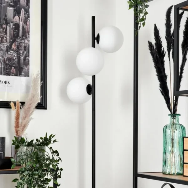 hofstein Lampadaire - Verre 15 cm Remaisnil Blanc, 3 lumières* Lampes En Verre