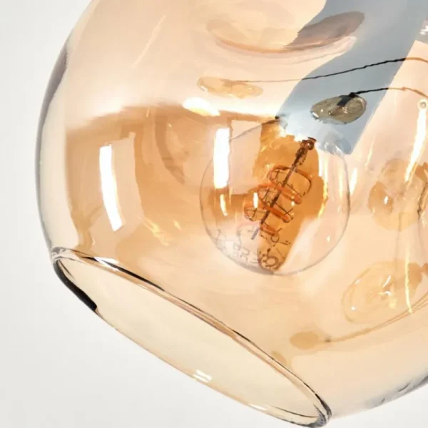 hofstein Lampadaire - Verre 15 cm Ripoll Ambre, 5 lumières* Lampes En Verre