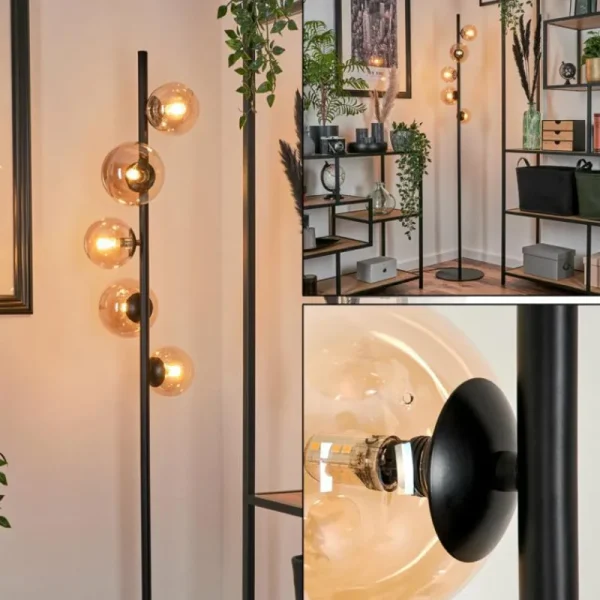hofstein Lampadaire - Verre Remaisnil Ambre, 5 lumières* Lampes En Verre