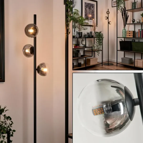 hofstein Lampadaire - Verre Remaisnil Noir, 3 lumières* Lampes Modernes