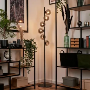 hofstein Lampadaire - Verre Remaisnil Noir, 6 lumières* Lampes Modernes