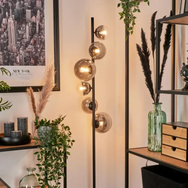 hofstein Lampadaire - Verre Remaisnil Clair, Fumé, 6 lumières* Lampes Modernes