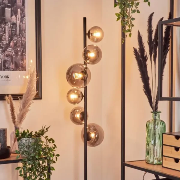 hofstein Lampadaire - Verre Remaisnil Fumé, 6 lumières* Lampes Modernes
