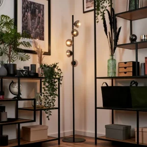 hofstein Lampadaire - Verre Remaisnil Clair, Fumé, 5 lumières* Lampes Modernes