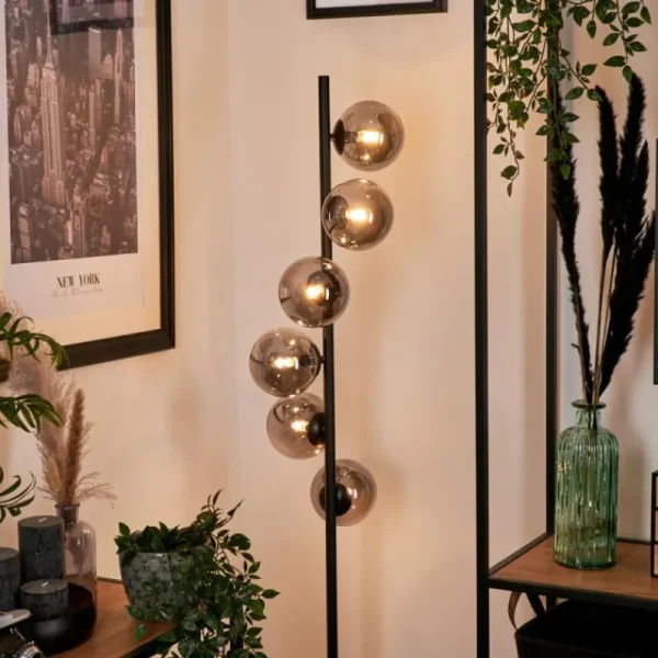 hofstein Lampadaire - Verre Remaisnil Noir, 6 lumières* Lampes Modernes