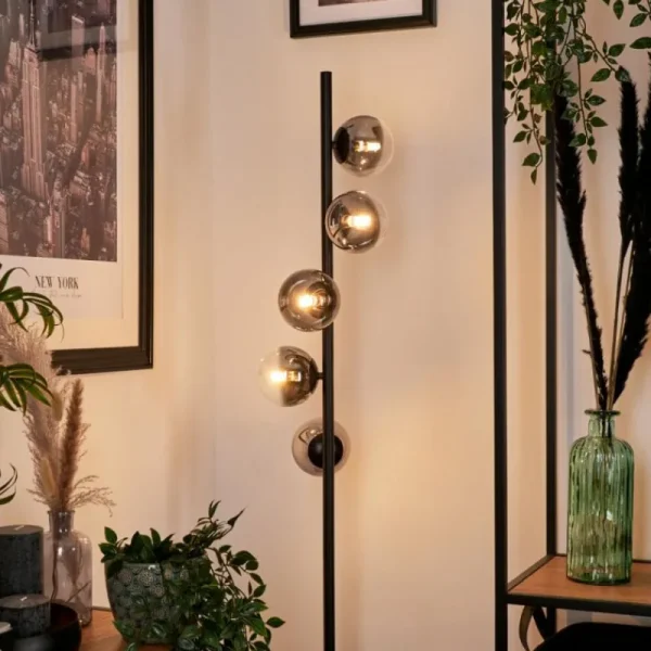 hofstein Lampadaire - Verre Remaisnil Clair, Fumé, 5 lumières* Lampes Modernes