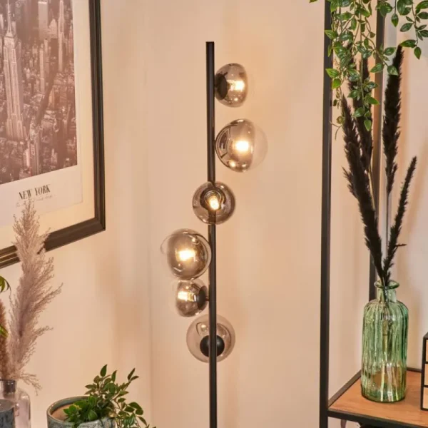 hofstein Lampadaire - Verre Remaisnil Clair, Fumé, 6 lumières* Lampes Modernes