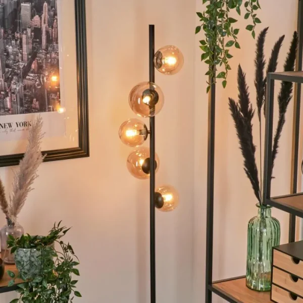 hofstein Lampadaire - Verre Remaisnil Ambre, 5 lumières* Lampes En Verre