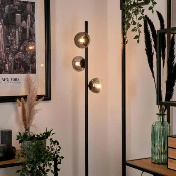 hofstein Lampadaire - Verre Remaisnil Noir, 3 lumières* Lampes Modernes