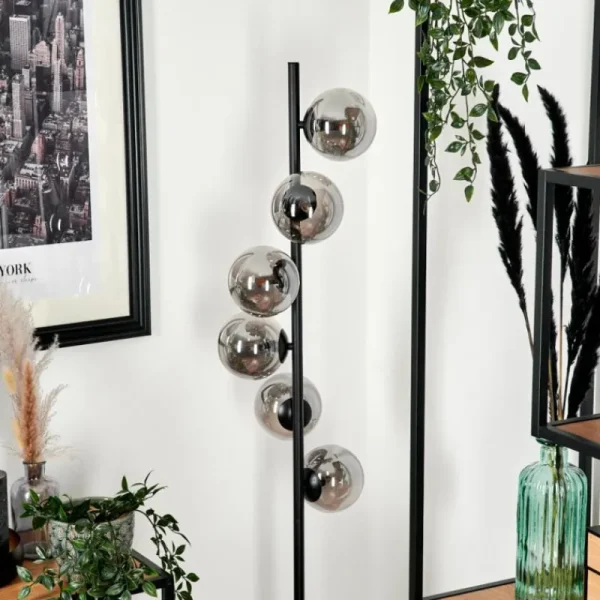 hofstein Lampadaire - Verre Remaisnil Noir, 6 lumières* Lampes Modernes