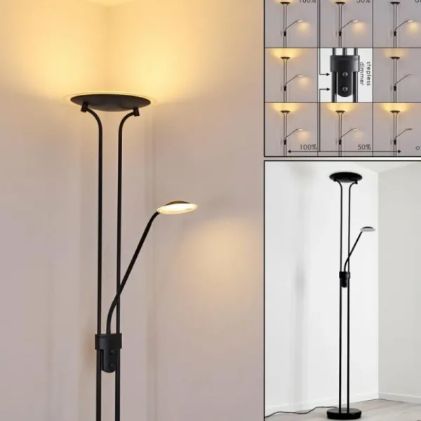 hofstein Lampadaire Abiqua LED Noir, 2 lumières* Lampes Modernes