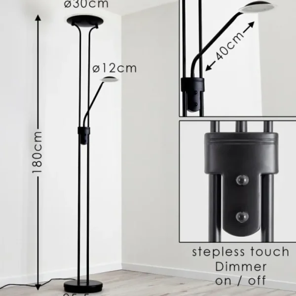 hofstein Lampadaire Abiqua LED Noir, 2 lumières* Lampes Modernes