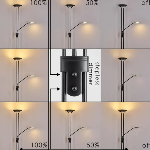 hofstein Lampadaire Abiqua LED Noir, 2 lumières* Lampes Modernes