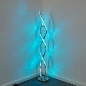 hofstein Lampadaire Assuan LED Chrome, 1 lumière, Télécommandes, Changeur de couleurs* Lampes Modernes