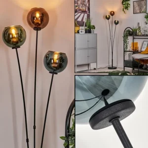 hofstein Lampadaire Belp Noir, 3 lumières* Lampes En Verre