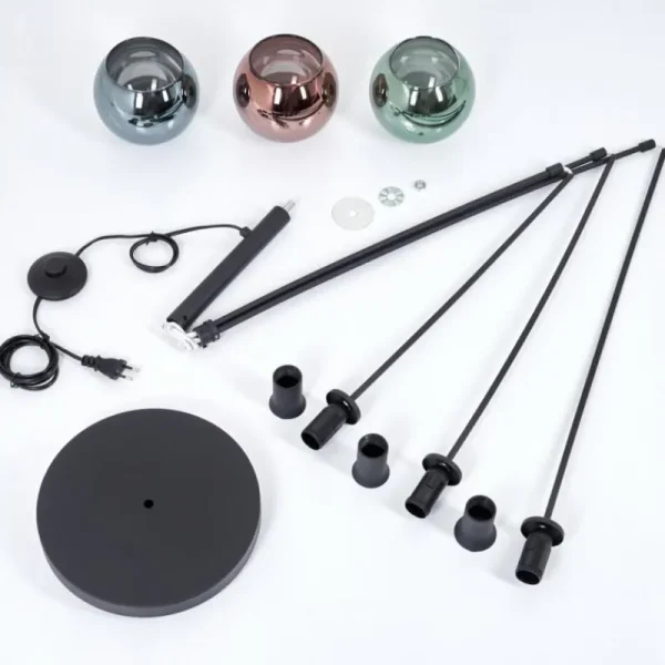 hofstein Lampadaire Belp Noir, 3 lumières* Lampes En Verre