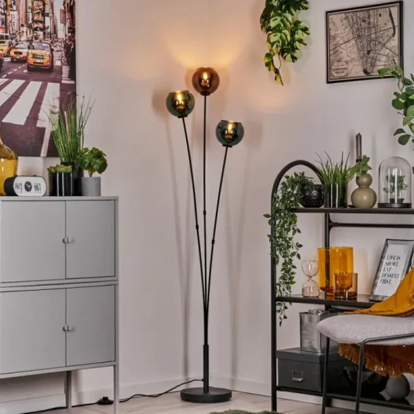 hofstein Lampadaire Belp Noir, 3 lumières* Lampes En Verre