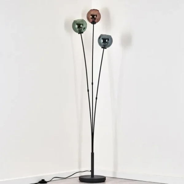 hofstein Lampadaire Belp Noir, 3 lumières* Lampes En Verre