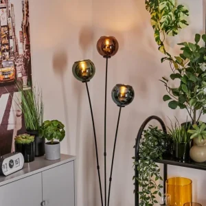 hofstein Lampadaire Belp Noir, 3 lumières* Lampes En Verre
