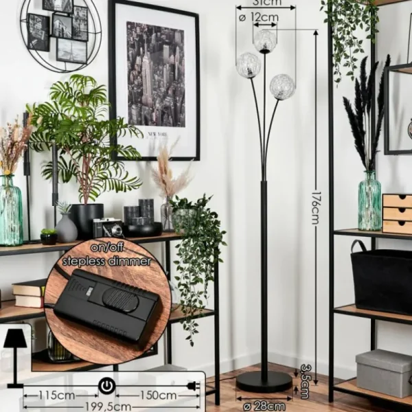 hofstein Lampadaire Bernado Argenté, 3 lumières* Lampes Modernes