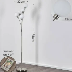 hofstein Lampadaire Bernado Nickel mat, 5 lumières* Lampes Modernes