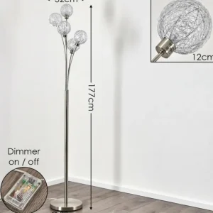 hofstein Lampadaire Bernado Nickel mat, 5 lumières* Lampes Modernes