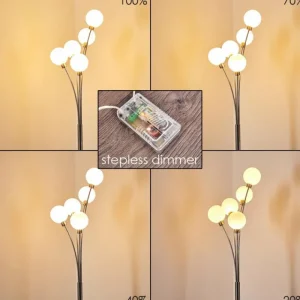 hofstein Lampadaire Bernado Nickel mat, 5 lumières* Lampes Modernes