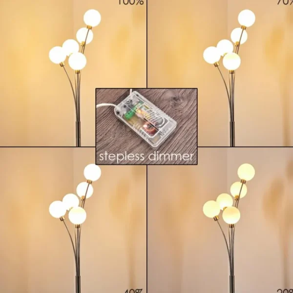 hofstein Lampadaire Bernado Nickel mat, 5 lumières* Lampes Modernes
