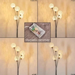 hofstein Lampadaire Bernado Nickel mat, 5 lumières* Lampes Modernes
