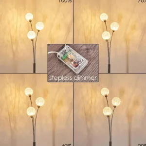 hofstein Lampadaire Bernado Nickel mat, 3 lumières* Lampes Modernes