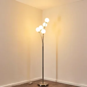 hofstein Lampadaire Bernado Nickel mat, 5 lumières* Lampes Modernes