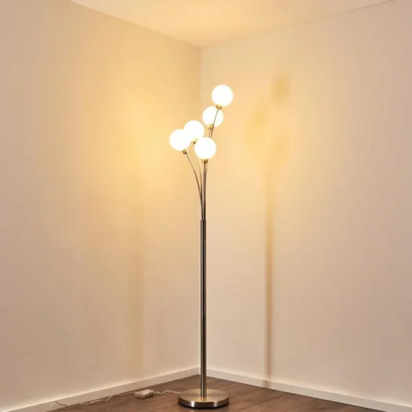 hofstein Lampadaire Bernado Nickel mat, 5 lumières* Lampes Modernes