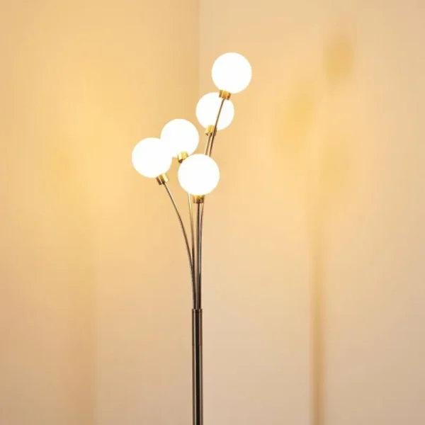 hofstein Lampadaire Bernado Nickel mat, 5 lumières* Lampes Modernes