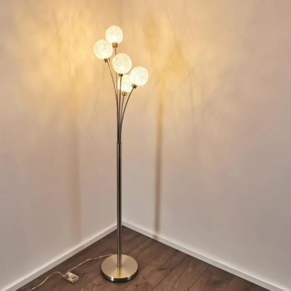 hofstein Lampadaire Bernado Nickel mat, 5 lumières* Lampes Modernes