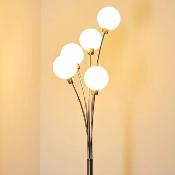 hofstein Lampadaire Bernado Nickel mat, 5 lumières* Lampes Modernes