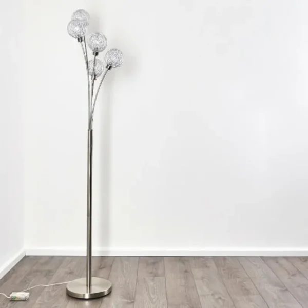 hofstein Lampadaire Bernado Nickel mat, 5 lumières* Lampes Modernes